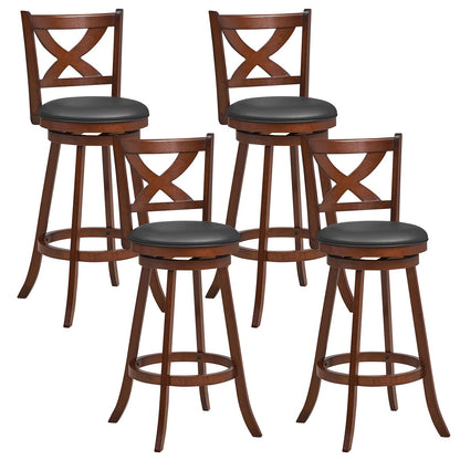 Goflame Swivel Bar Stools Set of 2, Farmhouse Wooden Barstools with Back