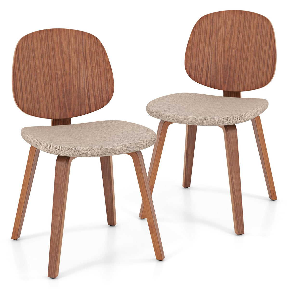 Goflame Wooden Dining Chairs Set of 2/4 Chenille Fabric Upholstered Kitchen Chair w/Bentwood Frame
