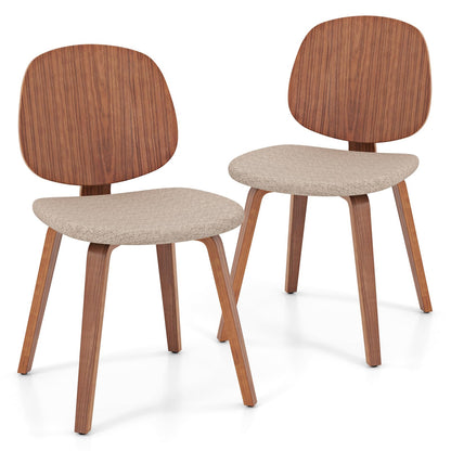 Goflame Wooden Dining Chairs Set of 2/4 Chenille Fabric Upholstered Kitchen Chair w/Bentwood Frame