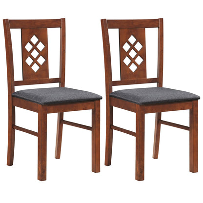 Goflame Wooden Upholstered Kitchen Chair with Elegant Diamond Back (2/4)