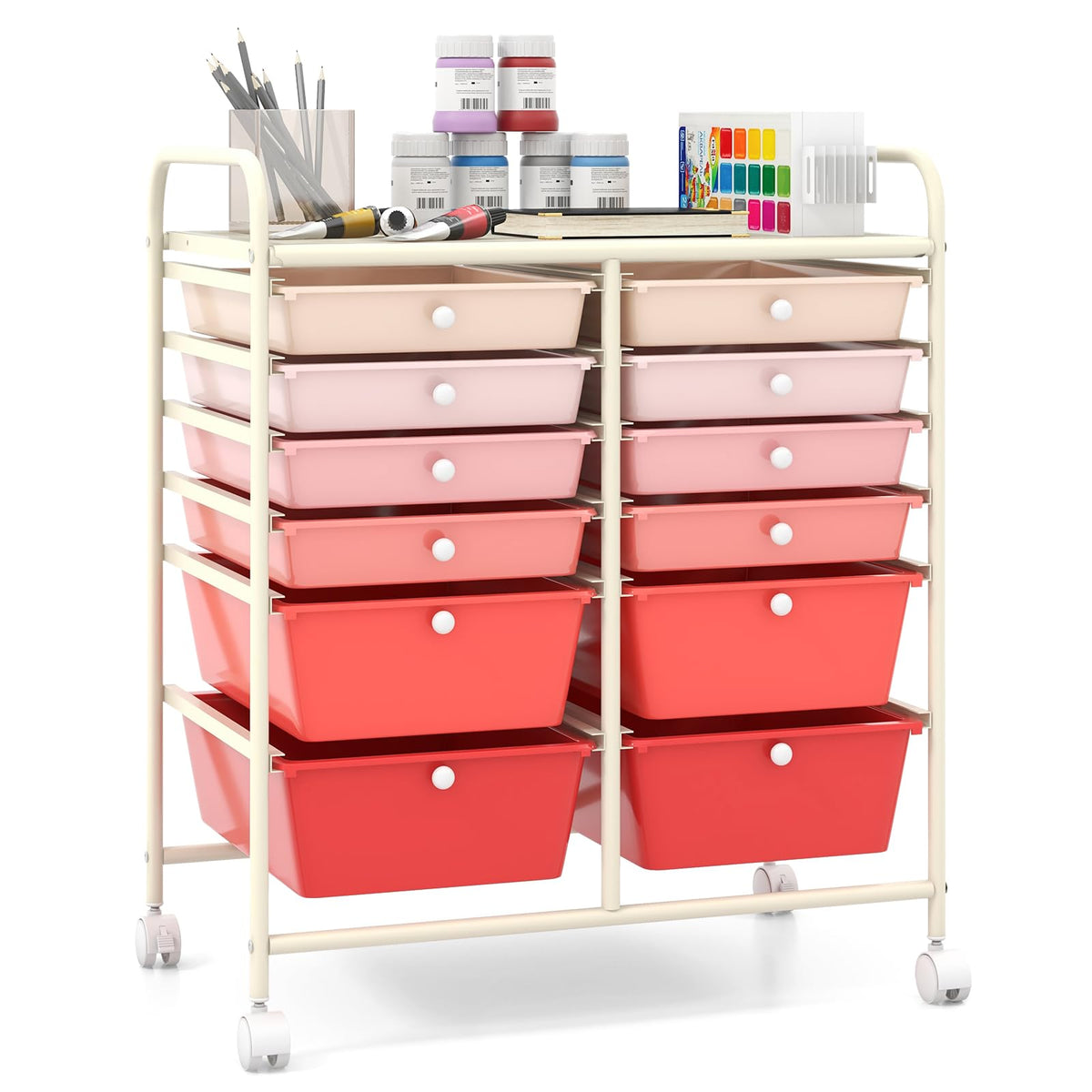 Goflame 12 Drawer Rolling Storage Cart Tools Scrapbook Paper Office School Organizer