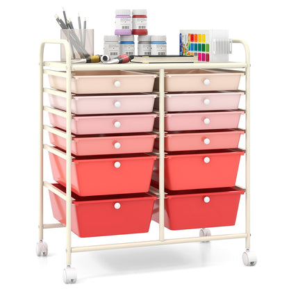 Goflame 12 Drawer Rolling Storage Cart Tools Scrapbook Paper Office School Organizer