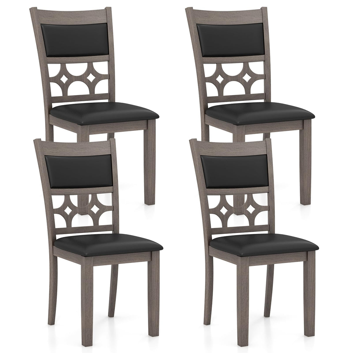 Goflame Wooden Dining Chairs, Farmhouse Armless Kitchen Chairs w/Padded Backrest & Seat