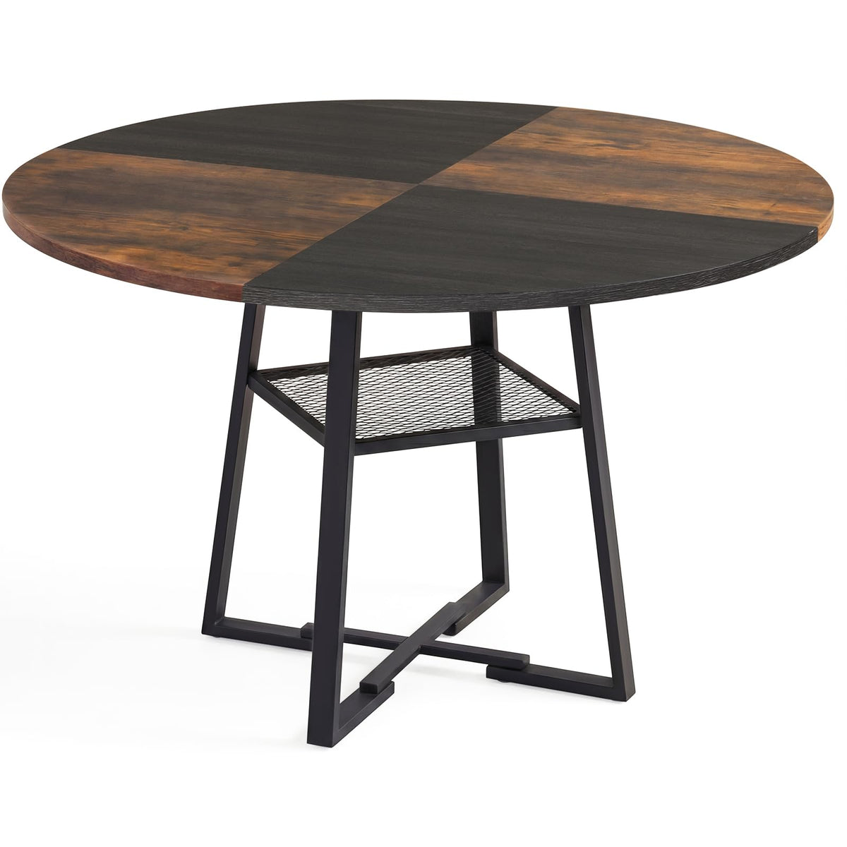 Goflame Round Dining Table for 4-6 | 47.5" Circle Kitchen Table with Storage Shelf