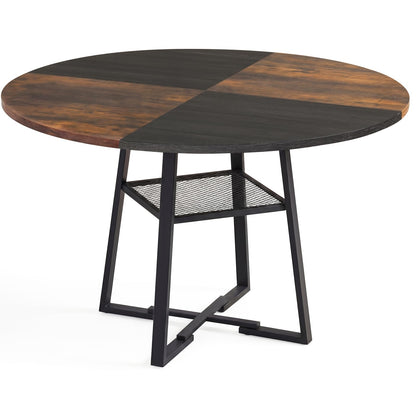 Goflame Round Dining Table for 4-6 | 47.5" Circle Kitchen Table with Storage Shelf