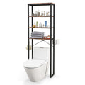 Goflame Over The Toilet Storage Rack, 4-Tier Wooden Bathroom Space Saver w/Metal Frame & 2 Hooks