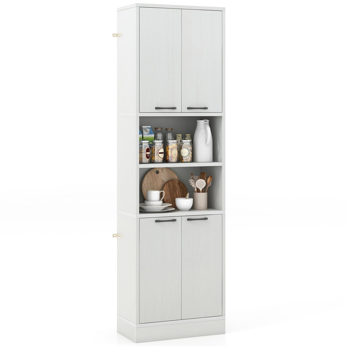 Goflame Kitchen Pantry Cabinet, 75” Tall Freestanding Cupboard with Doors & Shelves