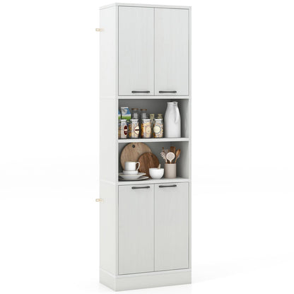 Goflame Kitchen Pantry Cabinet, 75” Tall Freestanding Cupboard with Doors & Shelves