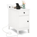 Goflame Nightstand with Charging Station, Flip Top End Table w/USB Ports & Outlets, Modern Side Table w/Storage Drawer