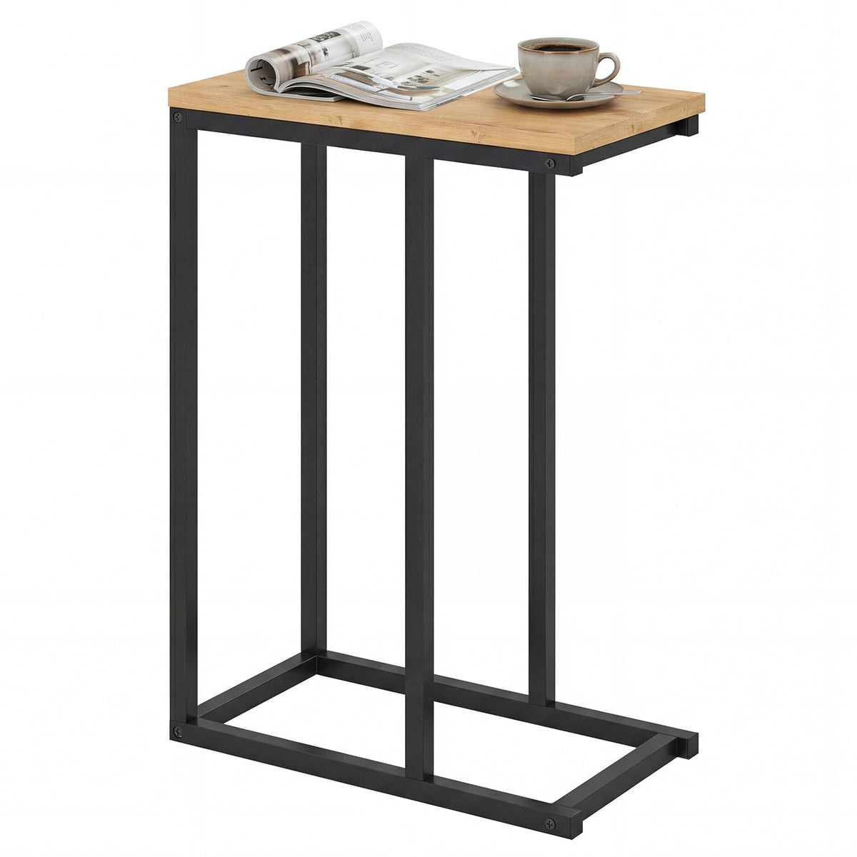 Goflame Small Sofa Couch Side Table That Slide Under with Metal Frame & Spacious Tabletop