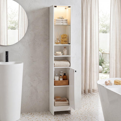 Goflame Tall Narrow Bathroom Cabinet with Lights & Remote Control (1/2)