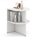 Goflame Half Round End Table with Open Shelves for Small Space
