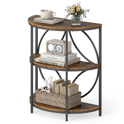 Goflame Half Round End Table 3-Tier Narrow Side Table(1/2)