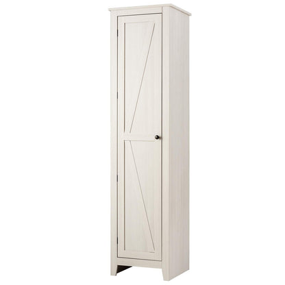 Goflame Tall Storage Cabinet Freestanding Floor Storage Tower with Four Shelves and Single Door