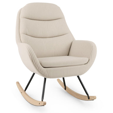 Goflame Upholstered Rocking Chair Nursery Glider Rocker with Padded Backrest and Seat