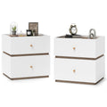 Goflame Modern Nightstand with 2 Storage Drawers, Wooden Night Stand with Raised Edge
