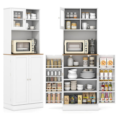 Goflame Kitchen Hutch 67" Tall Pantry Cabinet w/Microwave Countertop