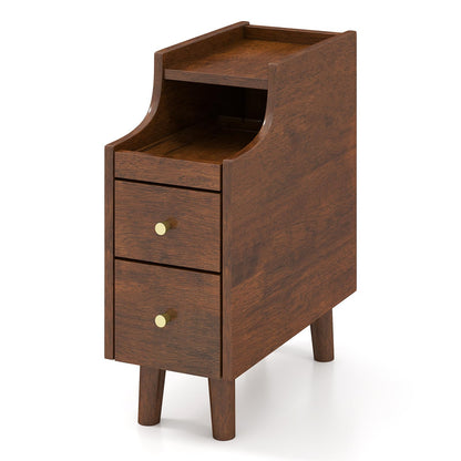 Goflame Narrow Nightstand with 2 Drawers for Small Spaces (1/2)