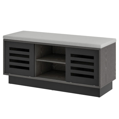 Goflame Entryway Shoe Storage Bench - Shoe Rack w/Seat Cushion & 6 Storage Compartments