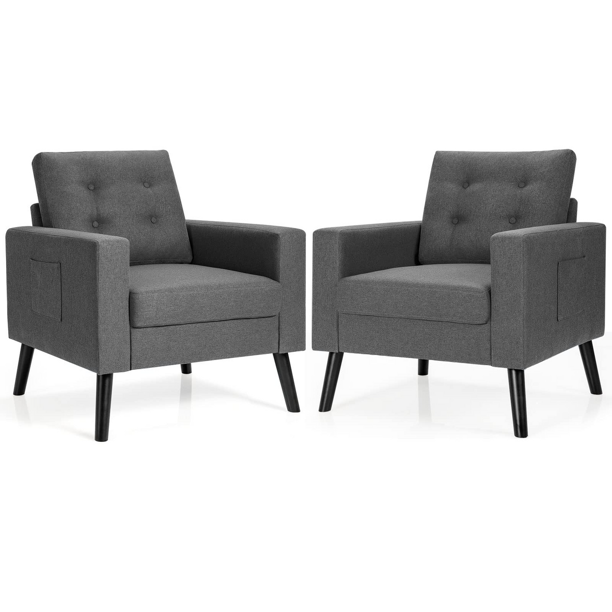 Goflame Modern Accent Chair, Mid-Century Upholstered Armchair Club Chair