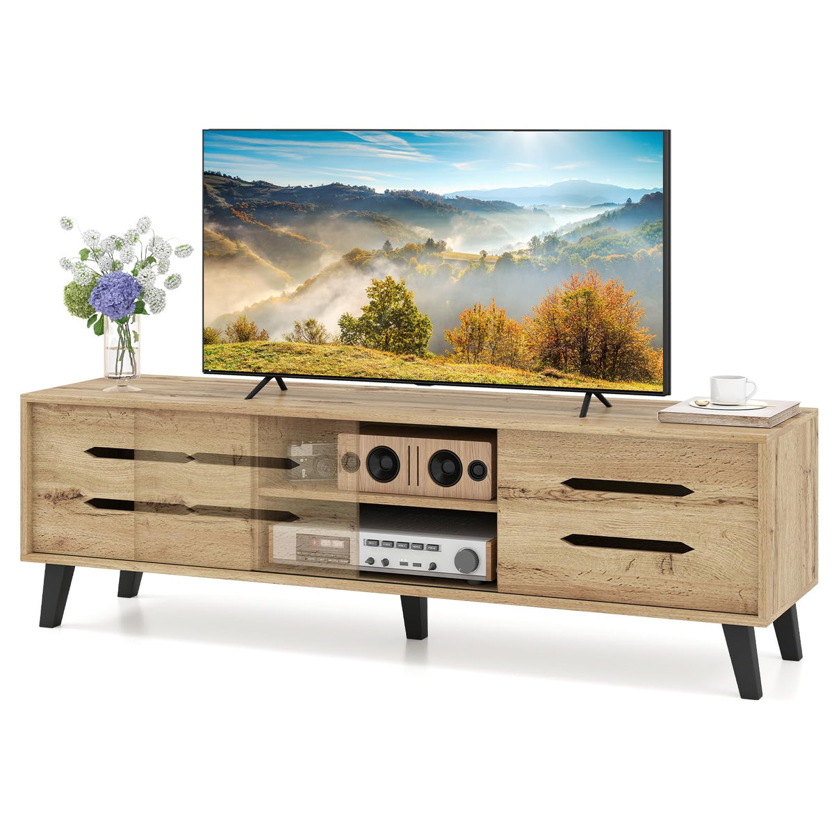 Goflame Mid Century Modern TV Stand for 55-65 Inch TV