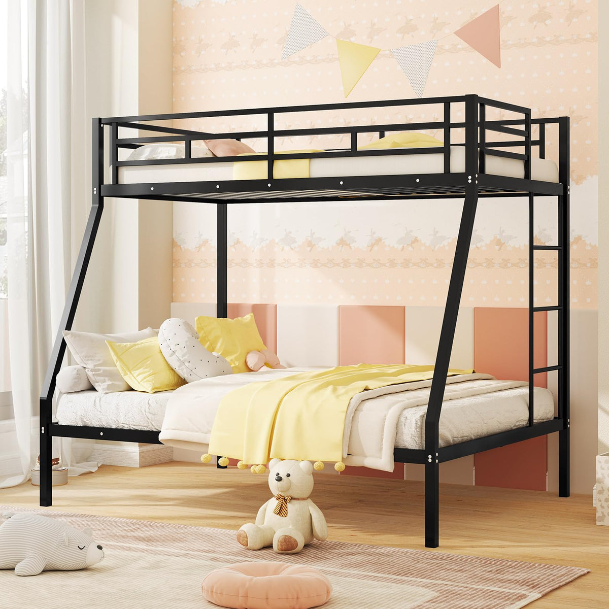 Goflame Metal Bunk Beds Twin Over Full Size
