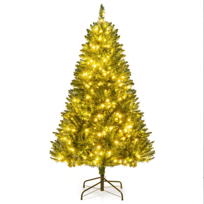 Goflame Pre-Lit Artificial Christmas Tree with 7 Lighting Modes & Folding Metal Stand