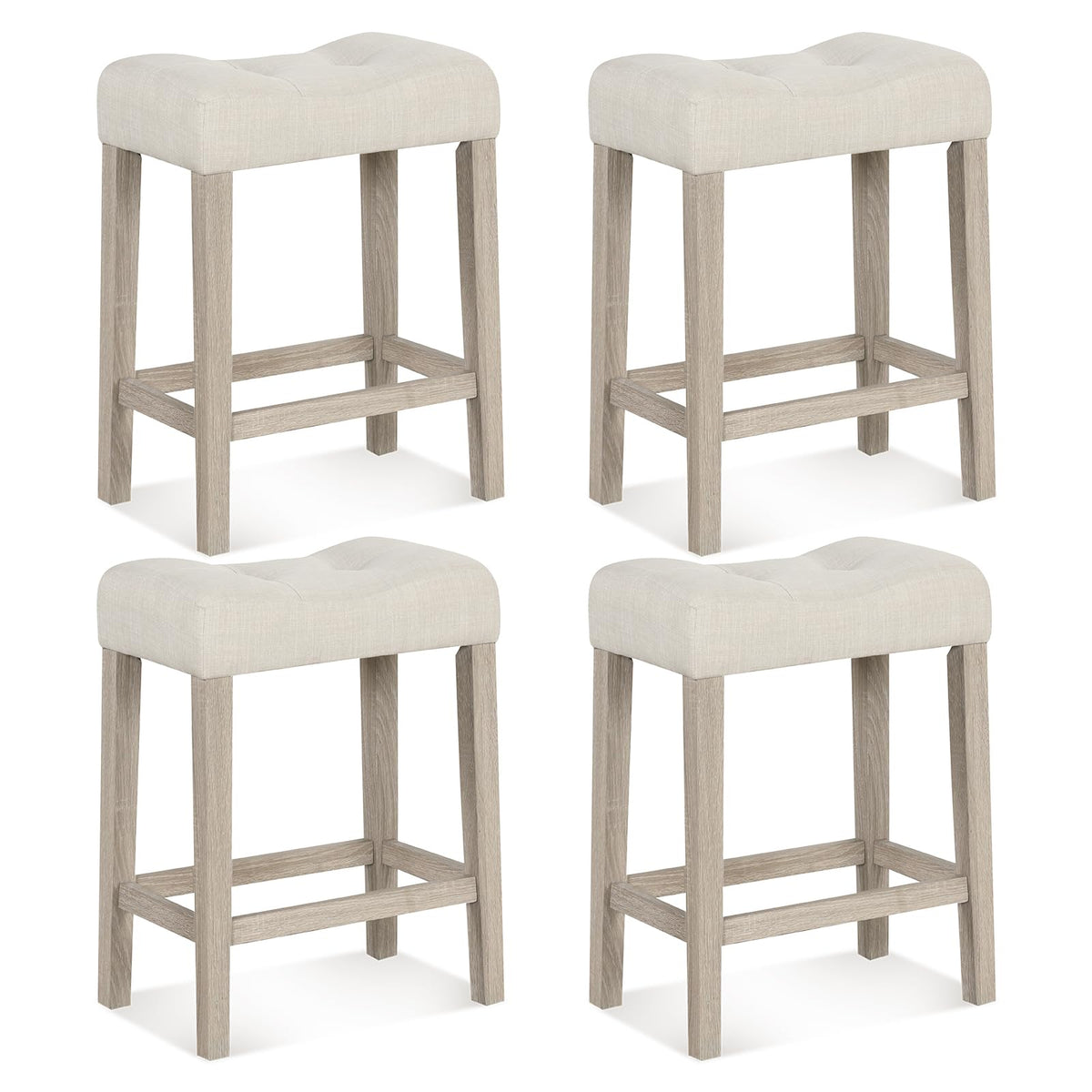 Goflame 24" Bar Stools Set of 2/4, Upholstered Counter Height Saddle Bar Stools