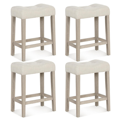 Goflame 24" Bar Stools Set of 2/4, Upholstered Counter Height Saddle Bar Stools