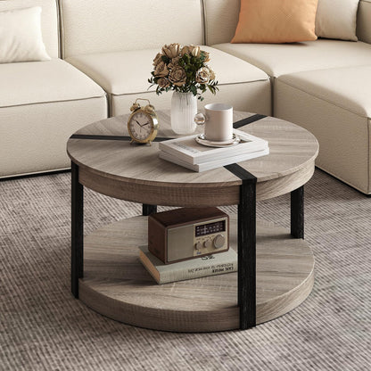 Goflame 2 Tier Round Coffee for Living Room Reception Room