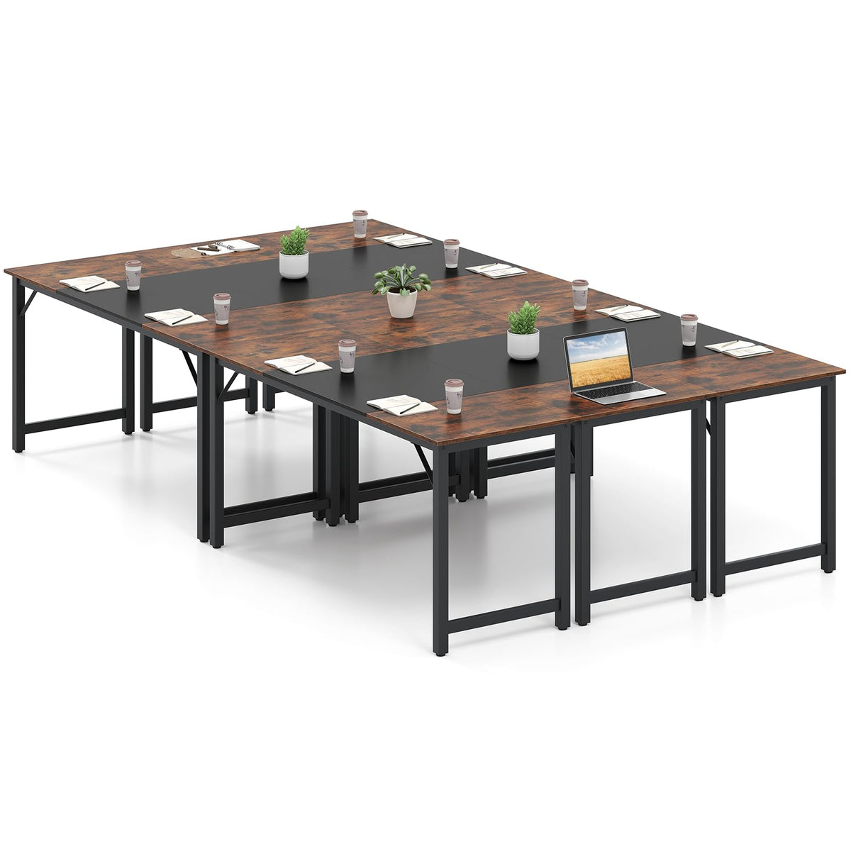 Goflame 1/2/4/6 PCS 63" x 24" Rectangular Large Meeting Room Desk