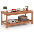 Goflame Hardwood Patio Coffee Table - 2-Tier Wooden Coffee Table