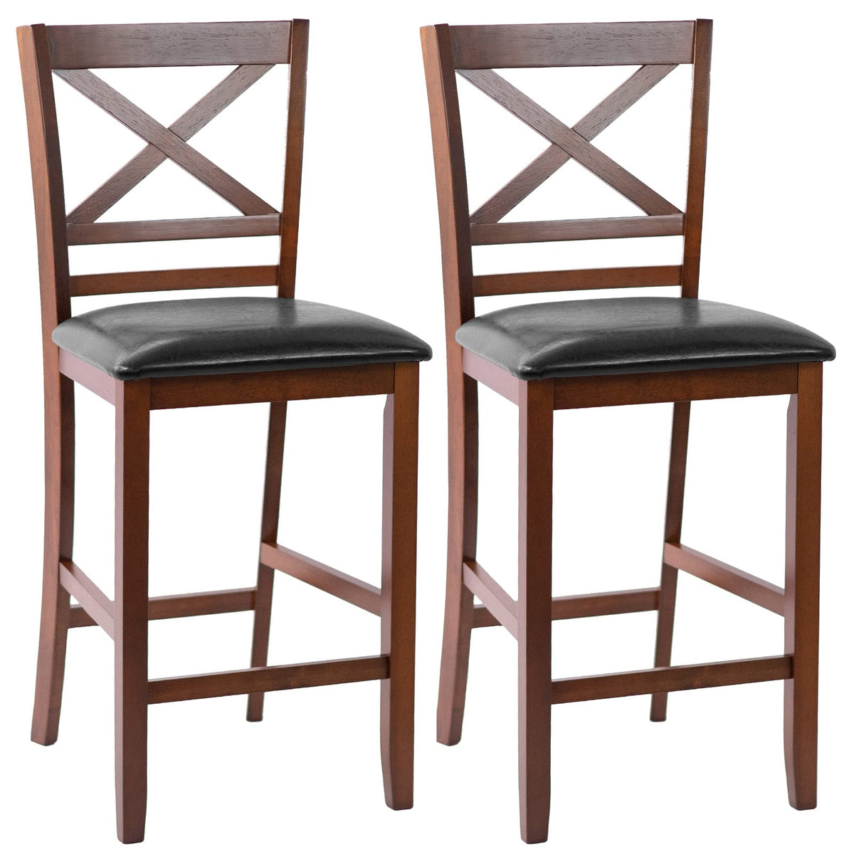 Goflame Modern 25” Counter Height Dining Pub Stools with X-Shaped Backrest, Soft Cushion & Durable PU Seat