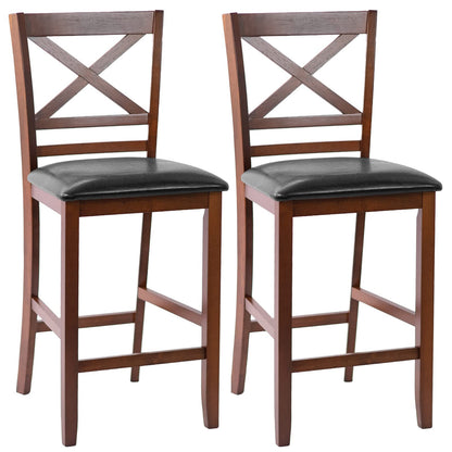 Goflame Modern 25” Counter Height Dining Pub Stools with X-Shaped Backrest, Soft Cushion & Durable PU Seat