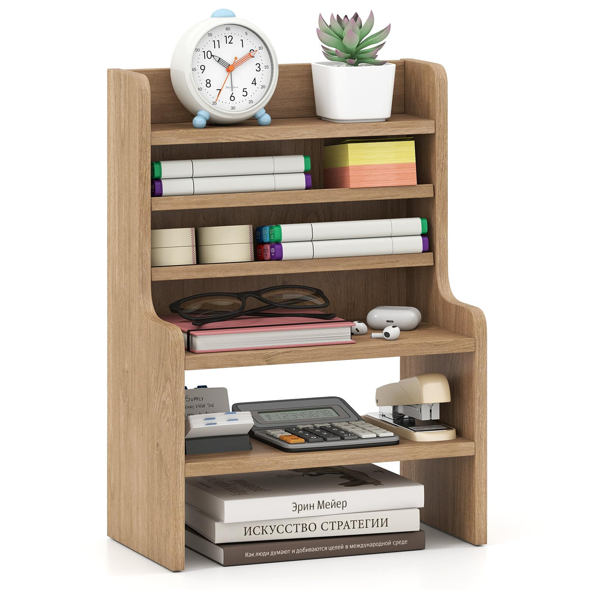 Goflame Desktop Bookshelf | 16.5" Desk Hutch Dorm with Open Cubes