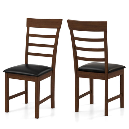Goflame Wooden Dining Chairs Set of 2/4, PU Leather Upholstered Kitchen Chairs w/Rubber Wood Frame