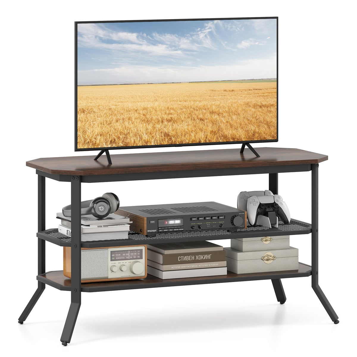 Goflame TV Stand 3 Tier Industrial Entertainment Center