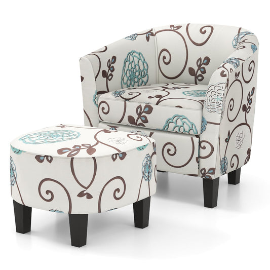 Goflame Small Accent Chair with Ottoman Set