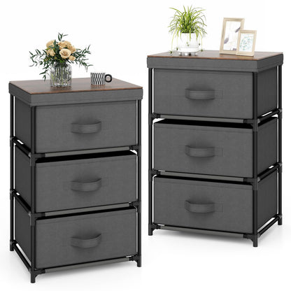 Goflame Nightstand Set of 2 with 2 Fabric Drawers