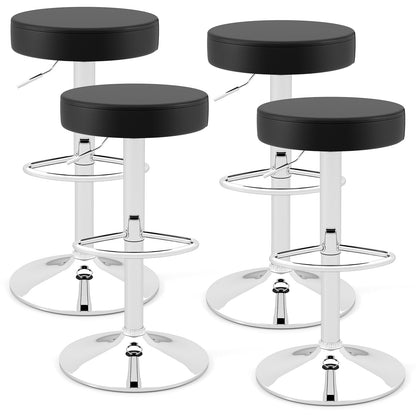Goflame Adjustable Height PU Leather Bar Chair with Swivel Padded Seat