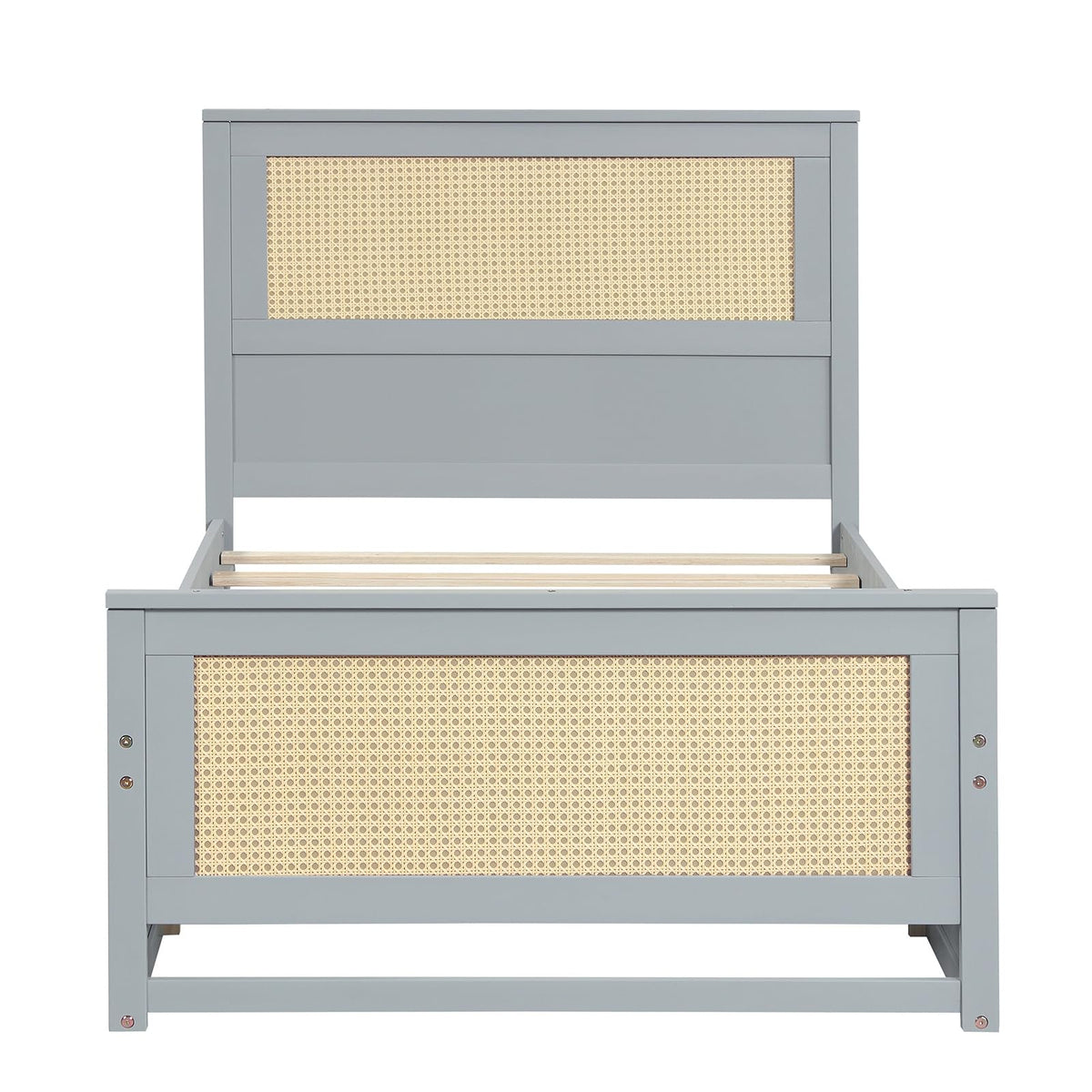 Goflame Full/Twin Size Rattan Bed Frame with 2 Storage Drawers