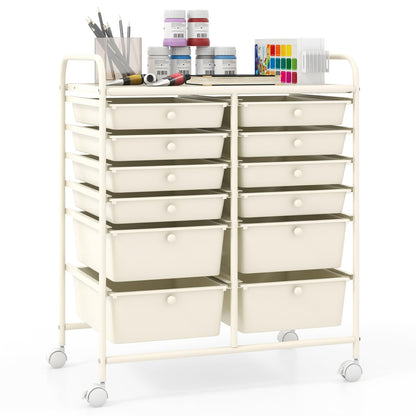 Goflame 12 Drawer Rolling Storage Cart Tools Scrapbook Paper Office School Organizer