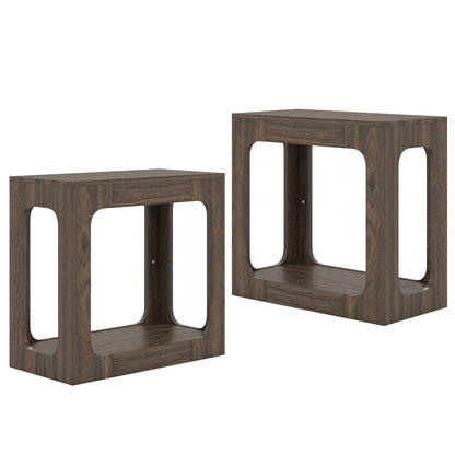 Goflame Narrow End Table 2-Tier Farmhouse Side Table with Open Storage Shelf