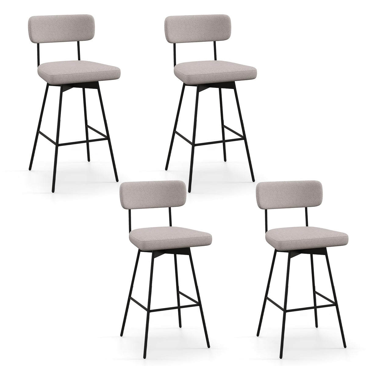 Goflame Swivel Bar Stools, Upholstered Bar Height Bar Chairs w/Padded Seat & Backrest