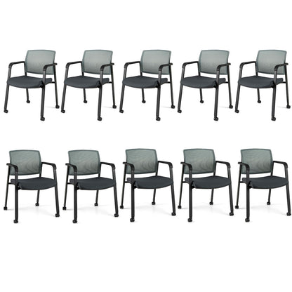 Goflame Waiting Room Chair Set, Rolling Office Desk Chairs with PU Wheels (2 / 4 / 6 / 8 / 10 / 12 Pack Options)
