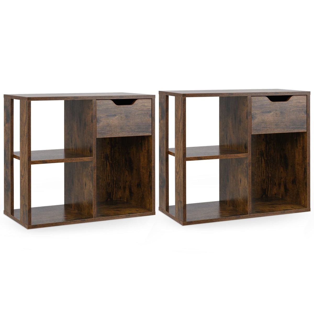 Goflame 3 Cube Bookcase with Drawer, 2 Tier Bookshelf for Small Space, Modern Freestandin