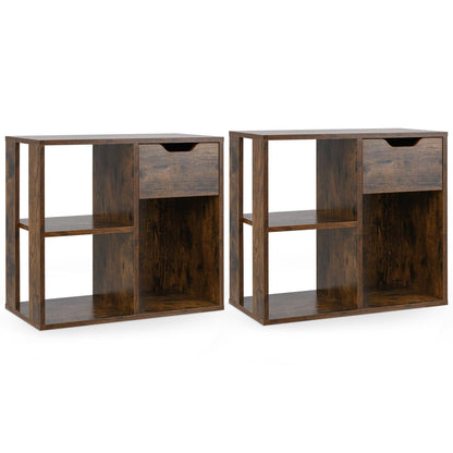 Goflame 3 Cube Bookcase with Drawer, 2 Tier Bookshelf for Small Space, Modern Freestandin