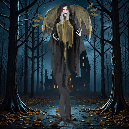 Goflame 8.2 FT Halloween Standing Witch, Poseable Halloween Animatronic Prop with Light up Eyes