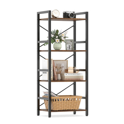 Goflame 4-Tier Bookshelf | Narrow Freestanding Display Shelf with Metal Frame (1/2)