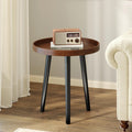 Goflame Mid Century Modern Side Table with Wooden Tray and Bamboo Legs